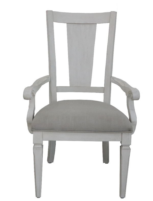 English Elm Katia Farmhouse Linen Armchair Set with Slatted Wood Back and Padded Seat B2726P268892