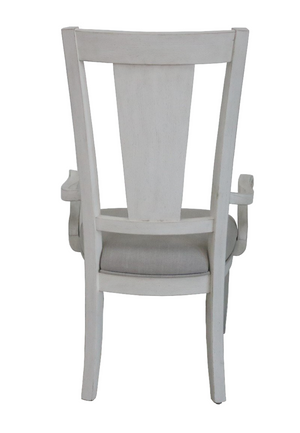 English Elm Katia Farmhouse Linen Armchair Set with Slatted Wood Back and Padded Seat B2726P268892