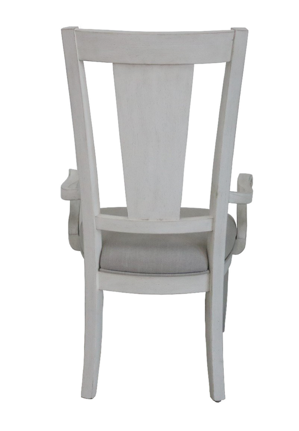 English Elm Katia Farmhouse Linen Armchair Set with Slatted Wood Back and Padded Seat B2726P268892