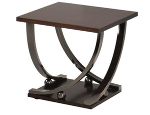 English Elm Isiah Square End Table Birch Veneer Top with Black Nickel Metal Stand and Open Shelf B2726P277910