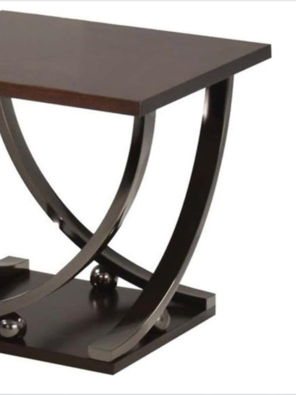 English Elm Isiah Square End Table Birch Veneer Top with Black Nickel Metal Stand and Open Shelf B2726P277910