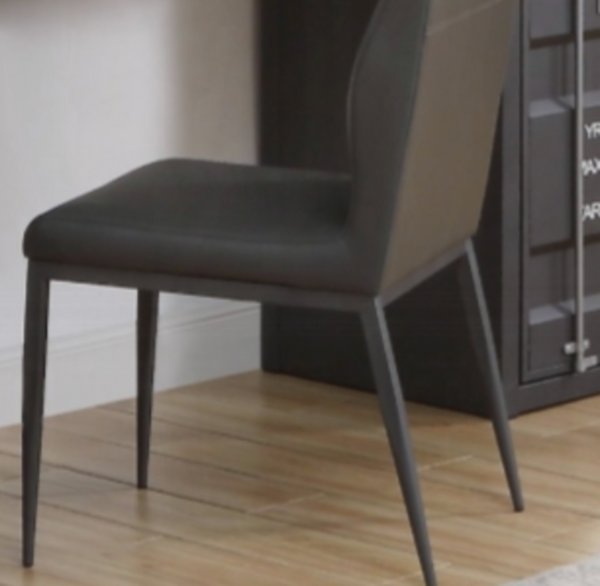 English Elm Cargo Industrial Accent Chair with Gunmetal Frame and Gray Pu Leather Upholstery B2726P278569