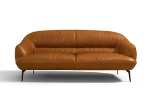 English Elm Leonia Italian Genuine Leather Loveseat Tailored Tight Back Cognac Living Room Seat B2726P285350