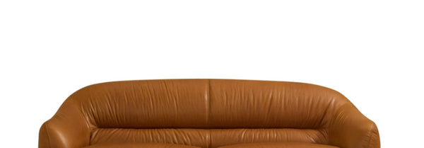 English Elm Leonia Italian Genuine Leather Loveseat Tailored Tight Back Cognac Living Room Seat B2726P285350