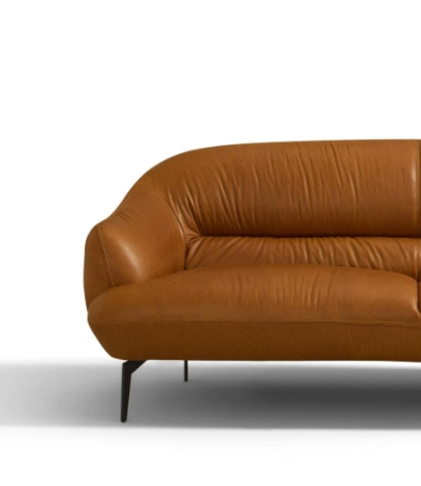 English Elm Leonia Italian Genuine Leather Loveseat Tailored Tight Back Cognac Living Room Seat B2726P285350