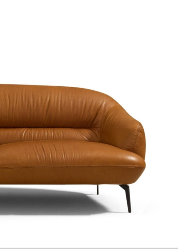 English Elm Leonia Italian Genuine Leather Loveseat Tailored Tight Back Cognac Living Room Seat B2726P285350