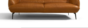 English Elm Leonia Italian Genuine Leather Loveseat Tailored Tight Back Cognac Living Room Seat B2726P285350