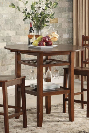 English Elm Tartys Drop Leaf Counter Height Dining Table with Stemware Rack for Kitchen Nooks Cherry B2726P286283