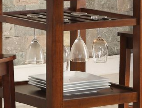 English Elm Tartys Drop Leaf Counter Height Dining Table with Stemware Rack for Kitchen Nooks Cherry B2726P286283