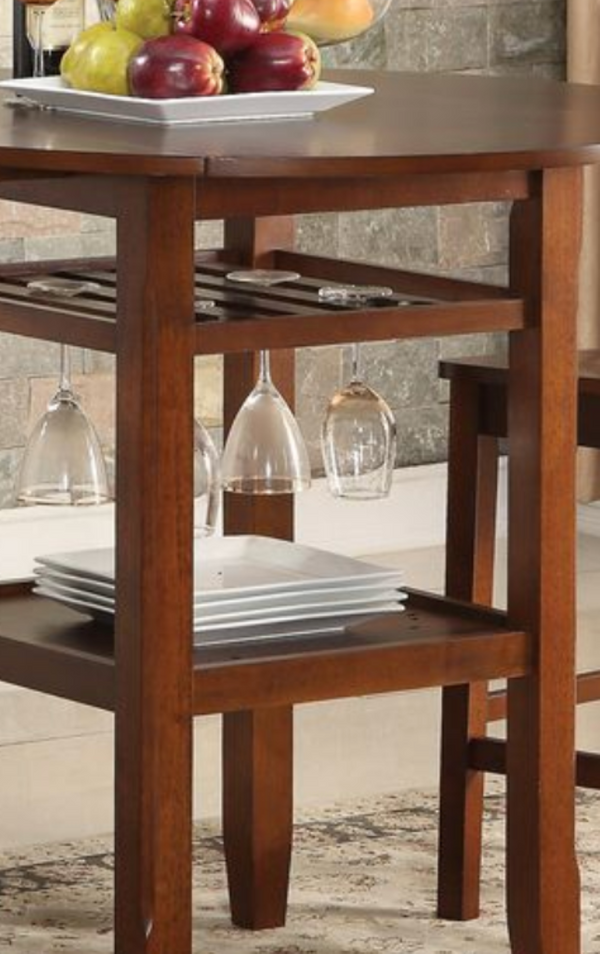English Elm Tartys Drop Leaf Counter Height Dining Table with Stemware Rack for Kitchen Nooks Cherry B2726P286283