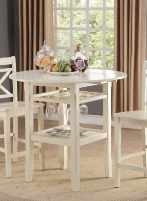 English Elm Tartys Drop Leaf Counter Height Dining Table with Stemware Rack for Kitchen Nooks Cream B2726P294423