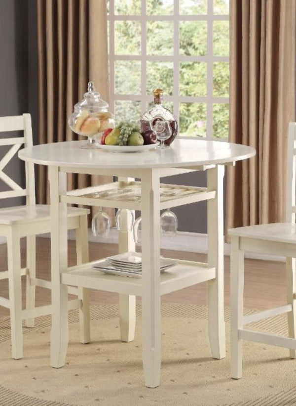 English Elm Tartys Drop Leaf Counter Height Dining Table with Stemware Rack for Kitchen Nooks Cream B2726P294423