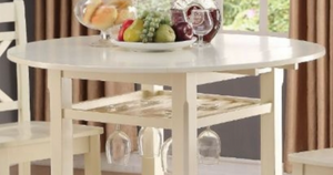 English Elm Tartys Drop Leaf Counter Height Dining Table with Stemware Rack for Kitchen Nooks Cream B2726P294423