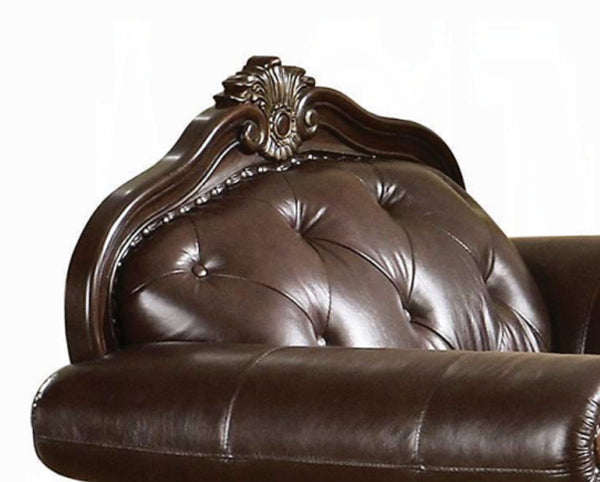 English Elm Anondale Button-tufted Leather Match Accent Chair with Cherry Wood Nail Head Trim B2726P411529