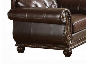 English Elm Anondale Button-tufted Leather Match Accent Chair with Cherry Wood Nail Head Trim B2726P411529