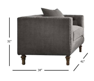 English Elm Sidonia Tufted Velvet Club Chair with Nailhead Trim and Down Feather Seat Cushion B2726P411572