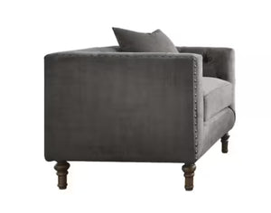 English Elm Sidonia Tufted Velvet Club Chair with Nailhead Trim and Down Feather Seat Cushion B2726P411572
