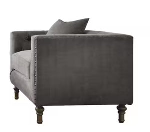 English Elm Sidonia Tufted Velvet Club Chair with Nailhead Trim and Down Feather Seat Cushion B2726P411572