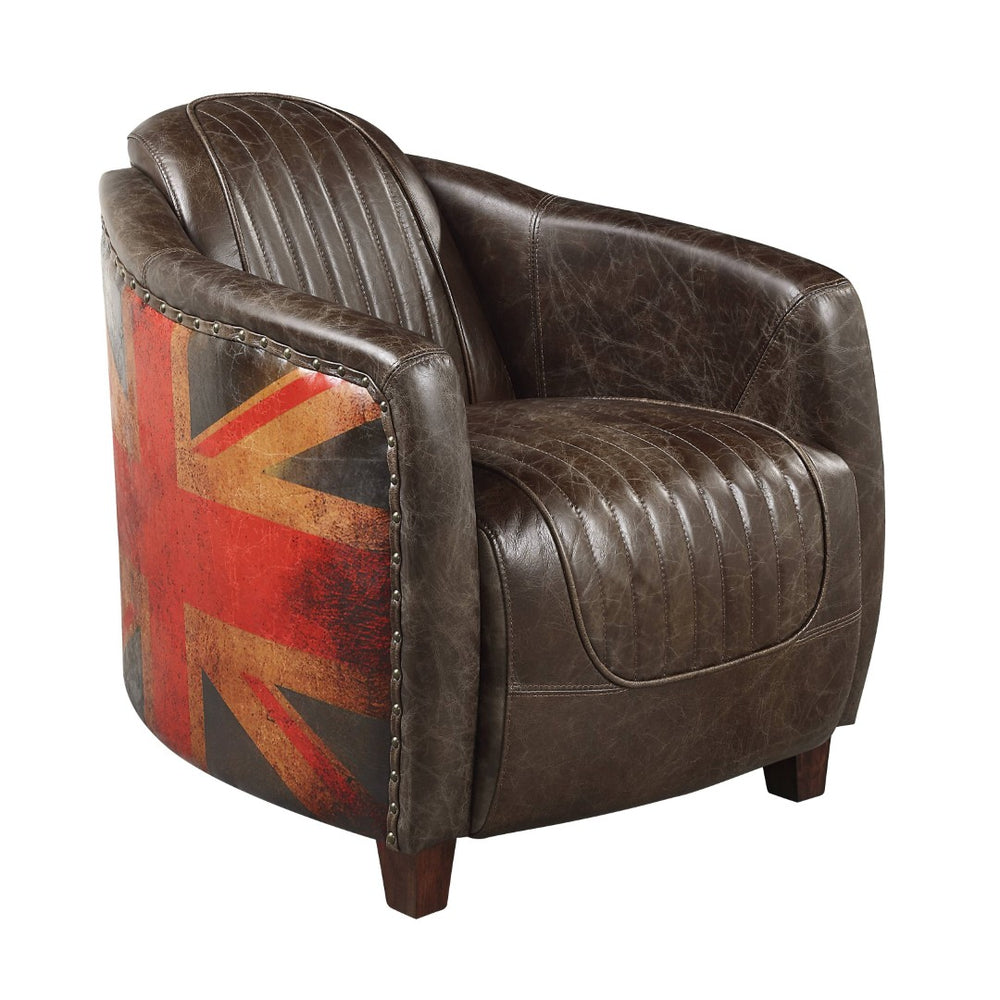 English Elm Brancaster Top Grain Leather Accent Chair with Oak Legs for Modern Living Rooms B2726P509299