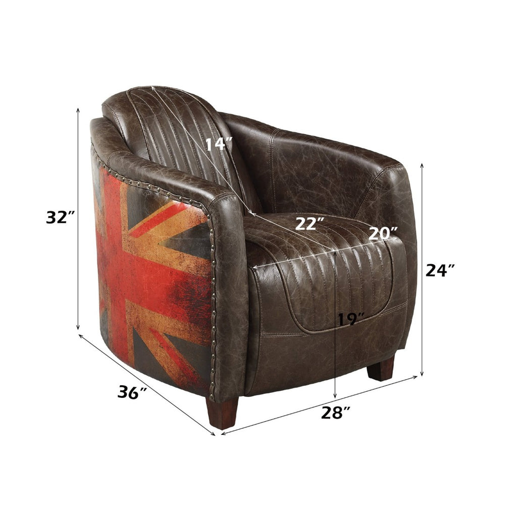 English Elm Brancaster Top Grain Leather Accent Chair with Oak Legs for Modern Living Rooms B2726P509299