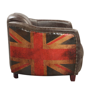 English Elm Brancaster Top Grain Leather Accent Chair with Oak Legs for Modern Living Rooms B2726P509299