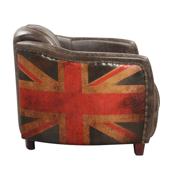 English Elm Brancaster Top Grain Leather Accent Chair with Oak Legs for Modern Living Rooms B2726P509299