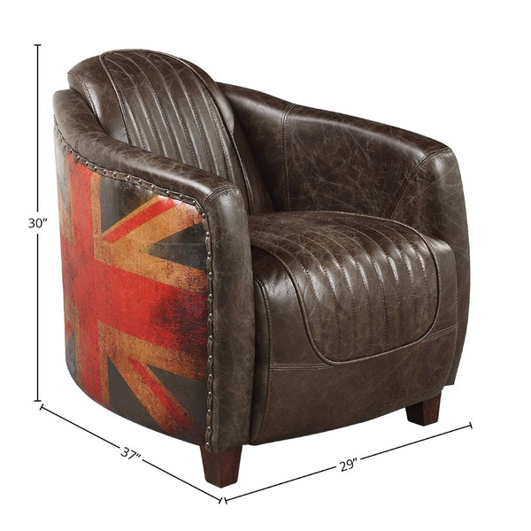 English Elm Brancaster Top Grain Leather Accent Chair with Oak Legs for Modern Living Rooms B2726P509299