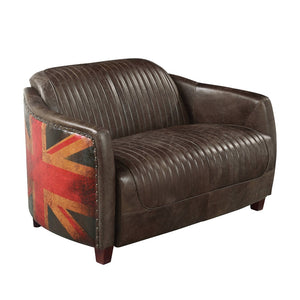 English Elm Brancaster Top Grain Leather Loveseat with Oak Legs Tailored for Den or Study B2726P509300