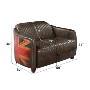 English Elm Brancaster Top Grain Leather Loveseat with Oak Legs Tailored for Den or Study B2726P509300