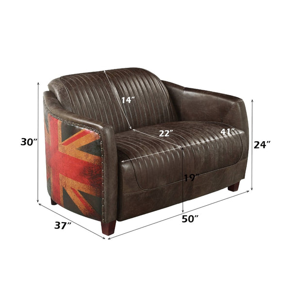 English Elm Brancaster Top Grain Leather Loveseat with Oak Legs Tailored for Den or Study B2726P509300