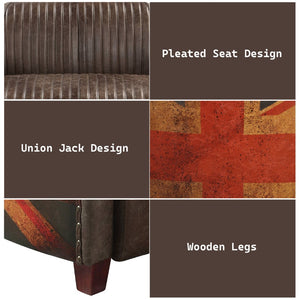 English Elm Brancaster Top Grain Leather Loveseat with Oak Legs Tailored for Den or Study B2726P509300