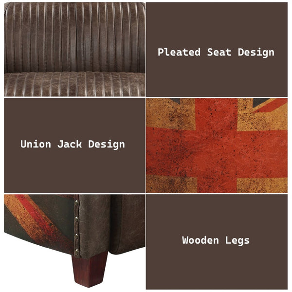English Elm Brancaster Top Grain Leather Loveseat with Oak Legs Tailored for Den or Study B2726P509300