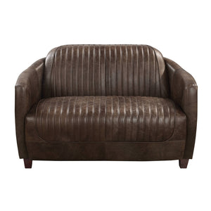 English Elm Brancaster Top Grain Leather Loveseat with Oak Legs Tailored for Den or Study B2726P509300
