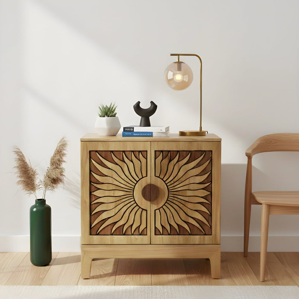 English Elm Lola Scandinavian Oak Storage Cabinet with Tapered Legs for Living Room Entryway B2726P511587