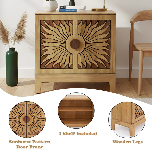 English Elm Lola Scandinavian Oak Storage Cabinet with Tapered Legs for Living Room Entryway B2726P511587
