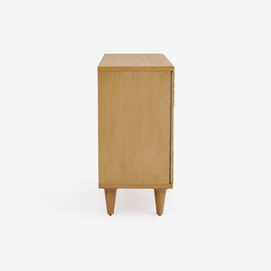 English Elm Lore Oak Finished Storage Cabinet with Tapered Legs for Living Room or Entryway B2726P511588