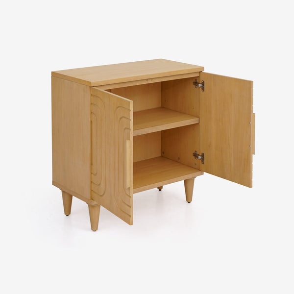 English Elm Lore Oak Finished Storage Cabinet with Tapered Legs for Living Room or Entryway B2726P511588