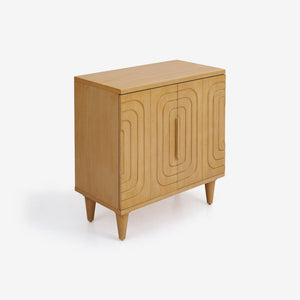 English Elm Lore Oak Finished Storage Cabinet with Tapered Legs for Living Room or Entryway B2726P511588