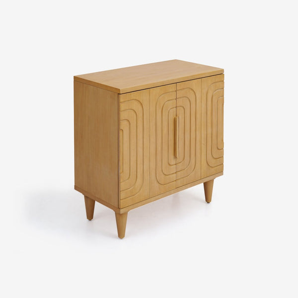 English Elm Lore Oak Finished Storage Cabinet with Tapered Legs for Living Room or Entryway B2726P511588