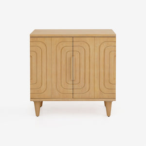 English Elm Lore Oak Finished Storage Cabinet with Tapered Legs for Living Room or Entryway B2726P511588