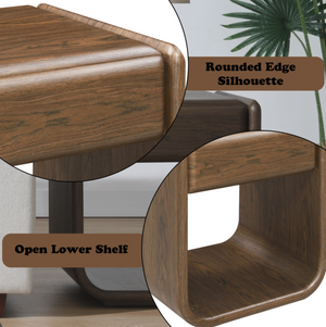 English Elm Lanza Mid-century Walnut Veneer End Table with Flush Drawer for Living Room B2726P524531