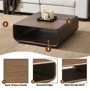 English Elm Lanza Square Walnut Veneer Coffee Table with Open Shelf for Modern Living Rooms B2726P524556