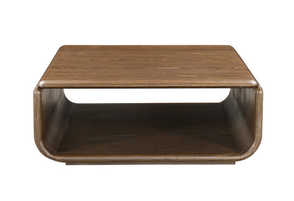 English Elm Lanza Square Walnut Veneer Coffee Table with Open Shelf for Modern Living Rooms B2726P524556