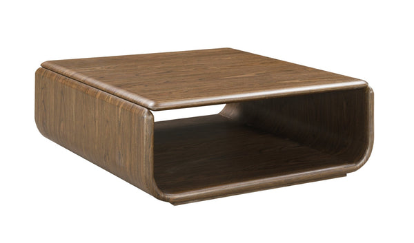 English Elm Lanza Square Walnut Veneer Coffee Table with Open Shelf for Modern Living Rooms B2726P524556