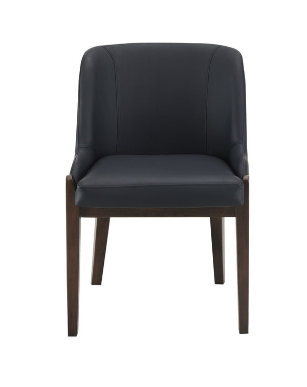 English Elm Estella Leatherette Upholstered Dining Side Chairs with Walnut Legs Set of 2 Black B2726P524557