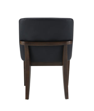 English Elm Estella Leatherette Upholstered Dining Side Chairs with Walnut Legs Set of 2 Black B2726P524557