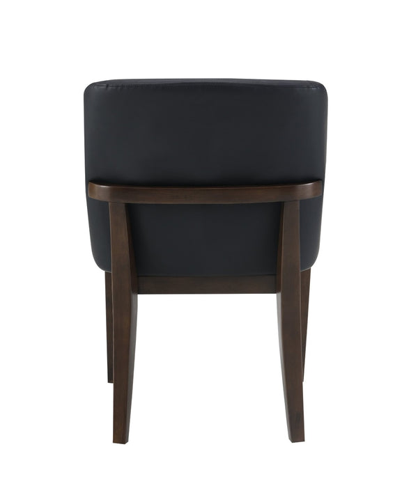 English Elm Estella Leatherette Upholstered Dining Side Chairs with Walnut Legs Set of 2 Black B2726P524557