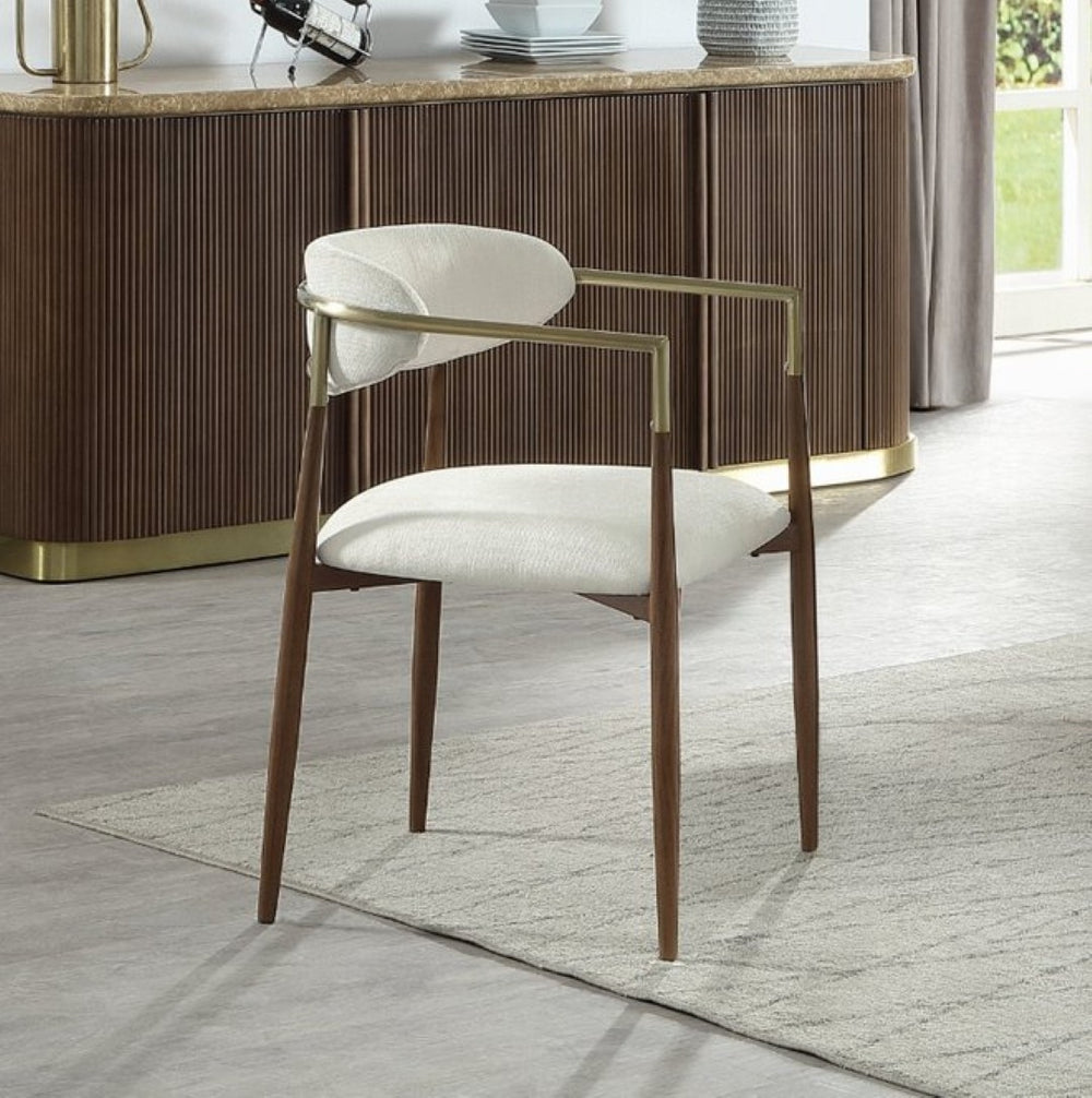 English Elm Clayten Upholstered Dining Arm Chairs Set of 2 Padded Cloth Seats Warm Oak Frame B2726P524558
