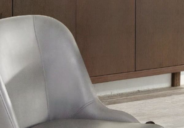 English Elm Estella Leatherette Upholstered Dining Side Chairs with Walnut Legs Set of 2 Gray B2726P524559