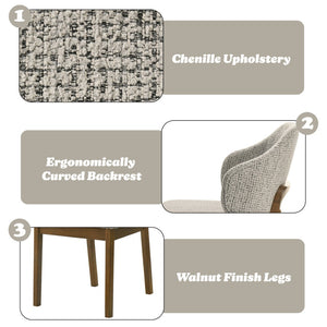 English Elm Oleia Chenille Upholstered Dining Chairs with Walnut Rubberwood Legs Set of Two B2726P524560